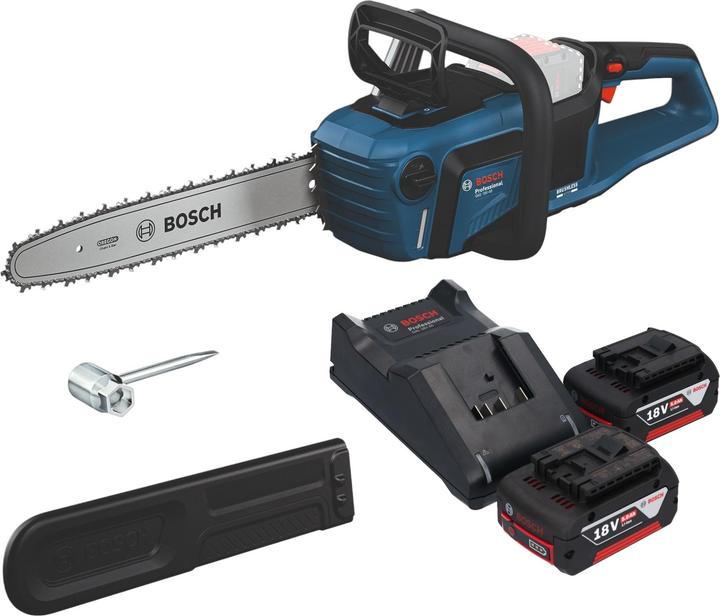 Actual product image Bosch Professional Bosch GKE 18V-40 Professional Akku Kettensäge 18 V 40 cm Brushless + 2x Akku 5,0 Ah + Ladegerät (Battery chain saw)