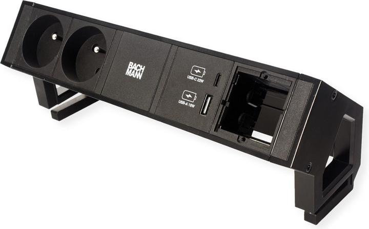 Produktbild Bachmann DESK2 2xUTE 1xCM 1xUSB A/C 22W noir (2x, CEE 7/5)