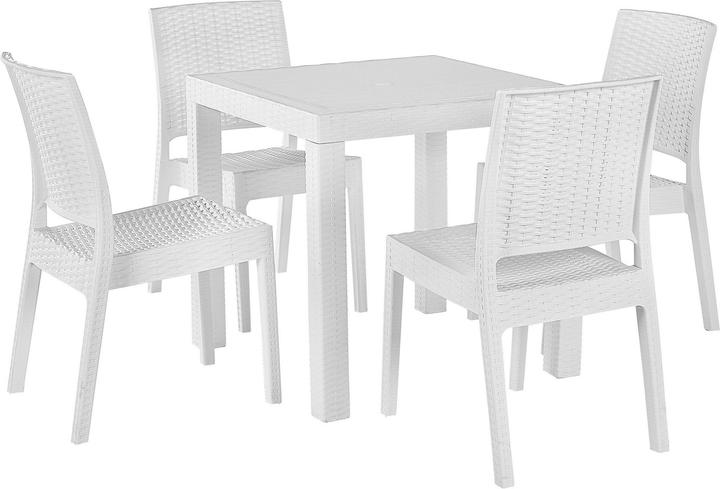 Beliani Garden Furniture Set Rattan Look White 4-Seater FOSSANO (80 cm)