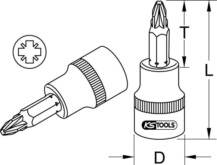 Actual product image KS Tools 1/4 bit socket. PZ4 917.1415
