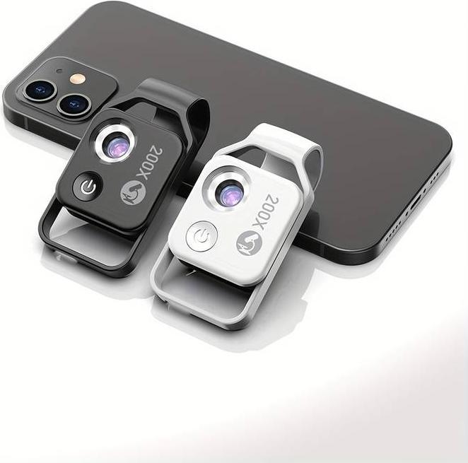 Actual product image PhoneLook Apexel APL-MS002 Clip zoom optique microscopique 200x universel avec lumière LED intégrée