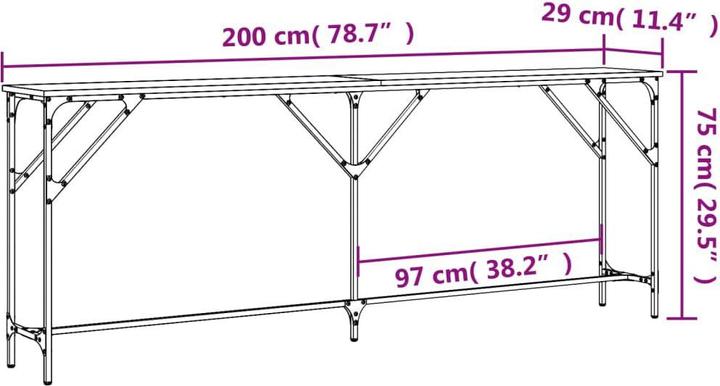 Image du produit vidaXL Table console chêne Sonoma 200x29x75 cm (200 x 29 x 75 cm)