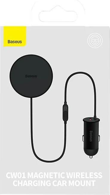 Productafbeelding Baseus Magnetische autotelefoonhouder CW01 aan ventilatierooster met autolader USB-A, 15W + 25W (zwart)