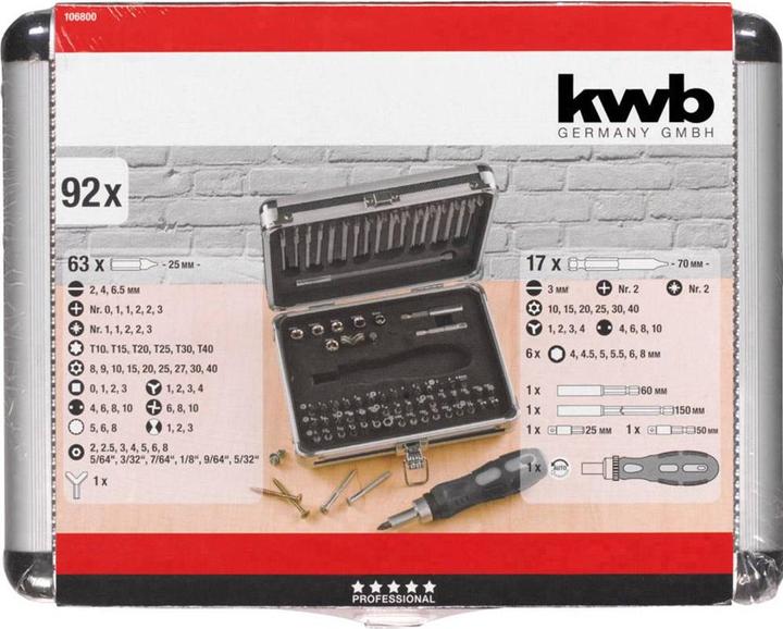 Produktbild kwb 92-Teiliges Bitsortiment Im Alukoffer (Innensechsrund TX)