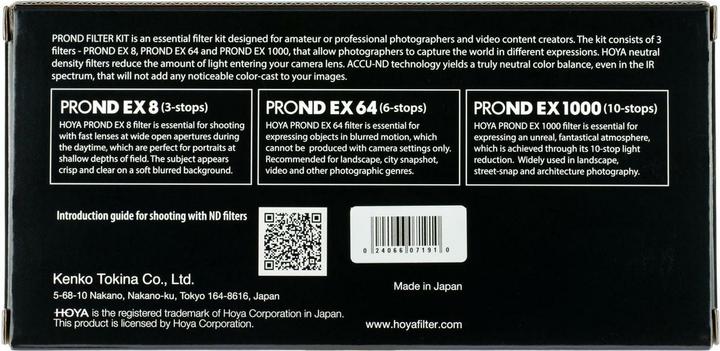 Image du produit Hoya PRO ND EX Filter Kit 8/64/1000 (58 mm, Filtre gris neutre, 58 mm)