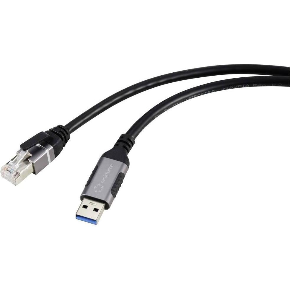 Renkforce USB, Netzwerk Adapterkabel (1x USB 3.2 Gen 1 Stecker A (USB 3.0) - 1x (RJ45, RJ45 (1x)), Netzwerkadapter, Schw...