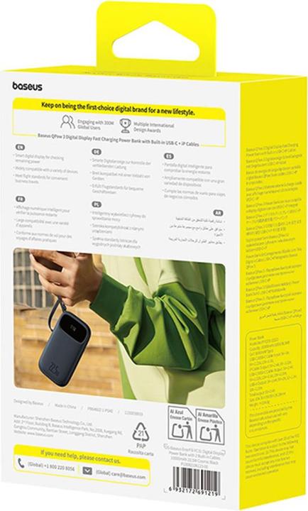 Immagine prodotto Baseus EnerFill FC31, 10000mAh, 22,5W, QC + PD, nero (10000 mAh, 22.50 W, 36.50 Wh)