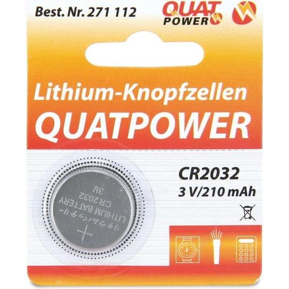 QuatPower Knopfzelle, CR2032, Lithium, 3 V, 210 mAh, 1 St. (CR2032, 210 mAh), Batterien + Akkus