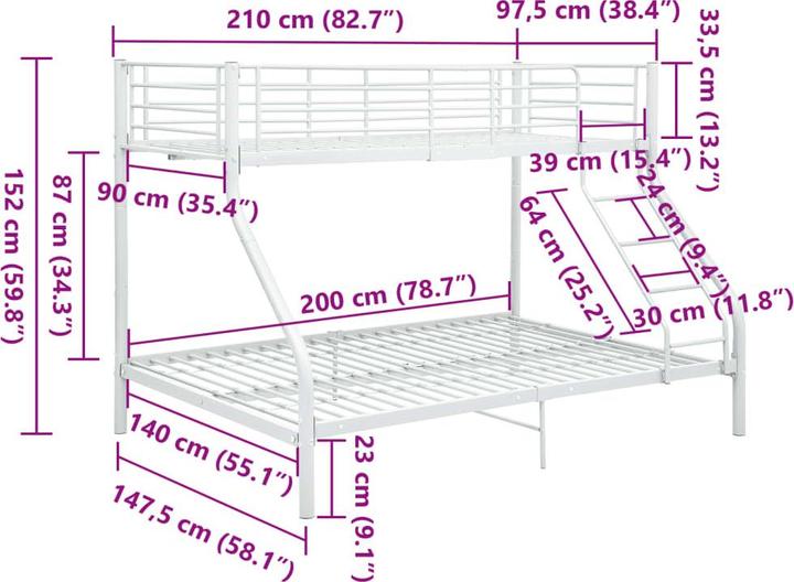 Produktbild vidaXL Etagenbett (140 x 200 cm)