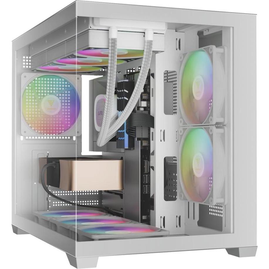 Gamdias Boitier Mini Tour Micro ATX Aura GC10M RGB avec panneaux vitrés (Blanc), Case PC, Bianco