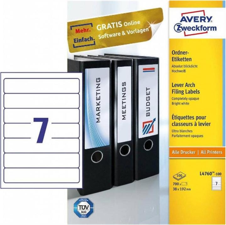 Actual product image Avery Folder labels white