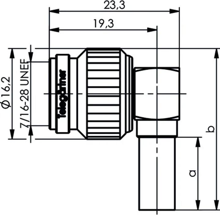 Immagine prodotto Telegärtner Connettore angolare TNC a crimpare G05 50 Ohm, a saldare/crimpare, A0505, G05 (RG-223/U), RG-142 (Presa d'antenna)