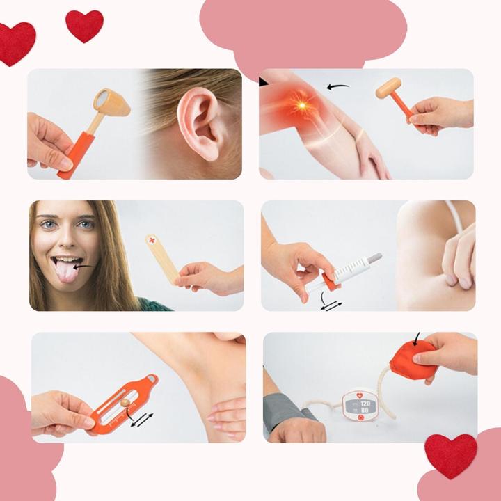 Actual product image Hermex Arzt-Spielzeug-Set für Kinder Doktor-Set Holz-Kinderspielzeug Arztkoffer Doktorkoffer