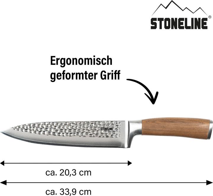 Produktbild Stoneline Hammerschlag Kochmesser 34 cm, aus Damaszenerstahl (20 cm)