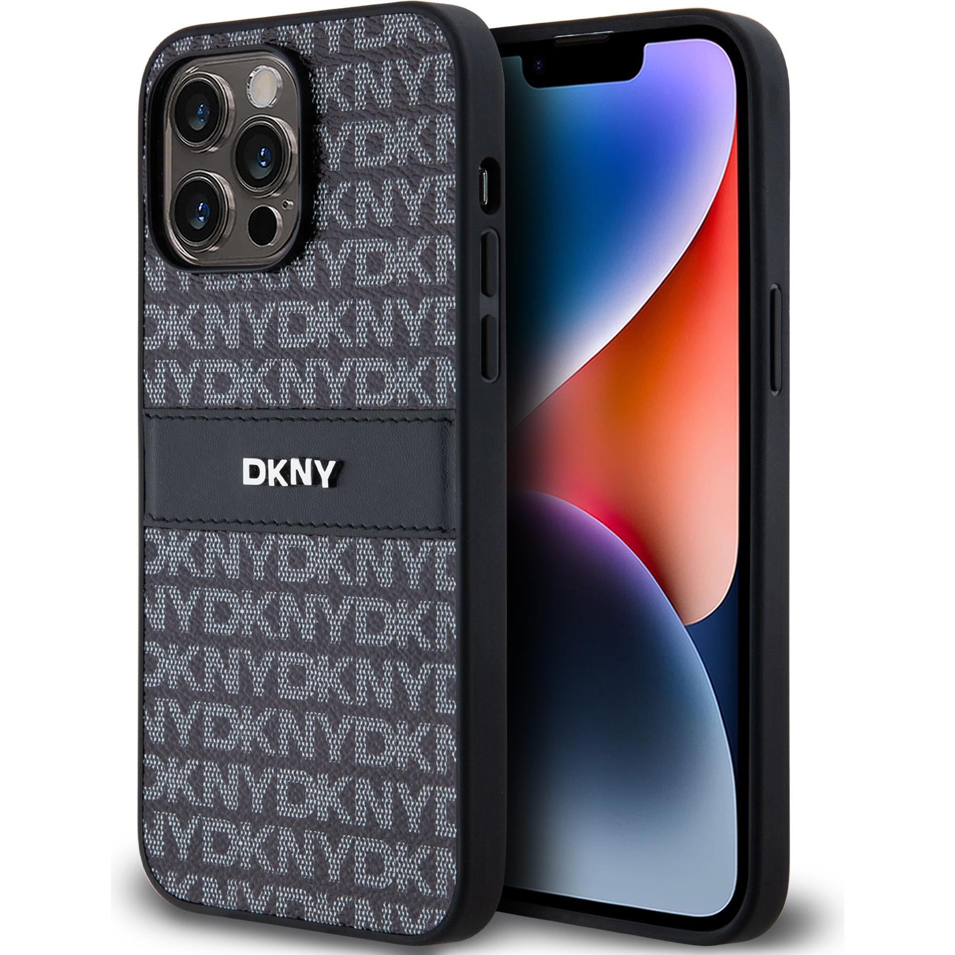 Thumbnail - DKNY DKHCP15XPRTHSLK iPhone 15 Pro Max 6.7" czarny/black hardcase Leather Mono Stripe & Metal Logo (Apple iPhone 15 Pro ...