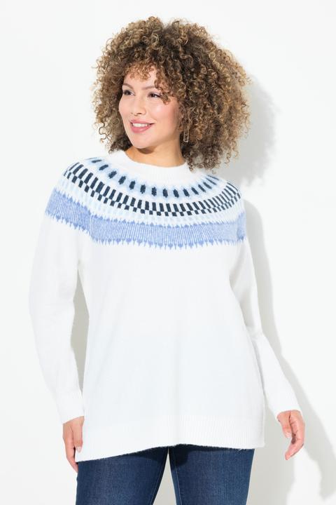 Immagine prodotto Ulla Popken Maglione in morbida maglia fine con tipico design norvegese, scollo a girocollo e maniche lunghe (46, 48)