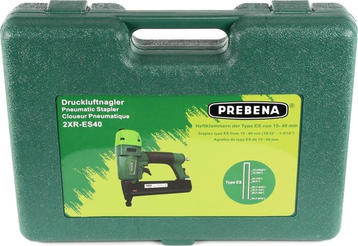 Actual product image Prebena 2XR-ES40 Stapler Compressed Air Nailer in Carrying Case Type ES + 7800x ES18CNKHA