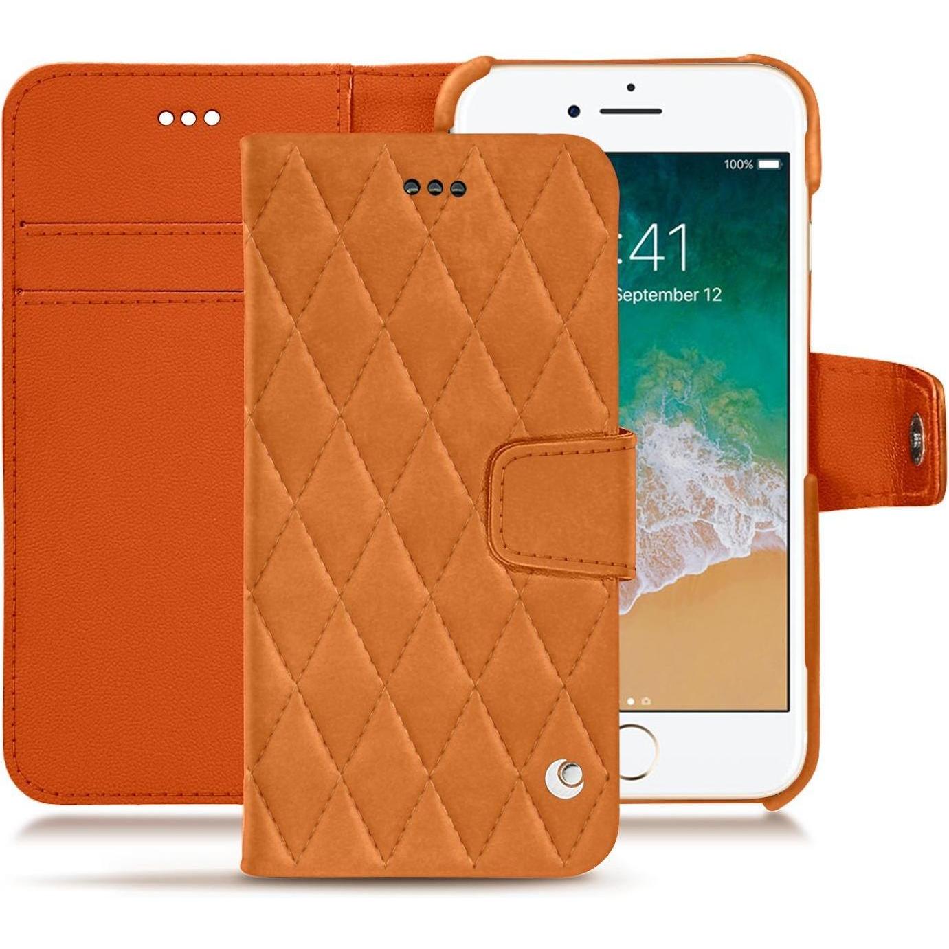 Noreve Lederschutzhülle Wallet (Apple iPhone 7), Smartphone Hülle, Orange
