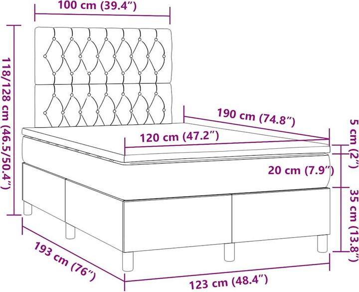 Produktbild vidaXL Boxspringbett (120 x 190 cm)
