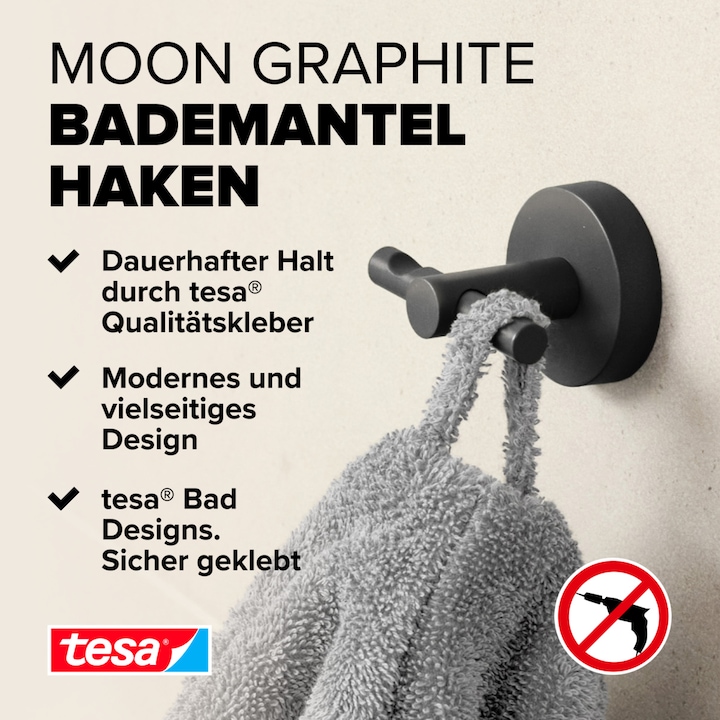 Produktbild tesa ® MOON Bademantelhaken in Graphite