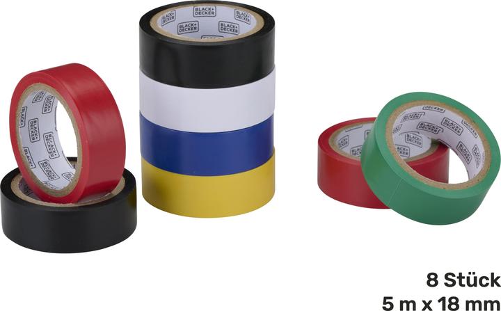 Produktbild Black & Decker Insulating tape 18mmx5m ass 8p (18 mm)
