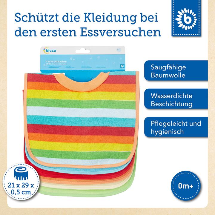 Image du produit Bieco Lätzchen 6er-Set, Regenbogen 30 x 24 cm (0 Mois)