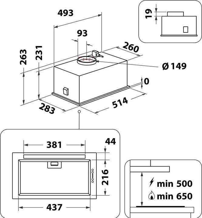 Produktbild Whirlpool WCTH 63F LEB X (Unterbauhaube)
