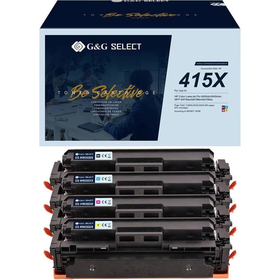 G&G, Toner, Toner ersetzt HP 415X Kompatibel Kombi-Pack Schwarz, Cyan, Magenta, Gelb W2030X/W2031X/W2033X/W