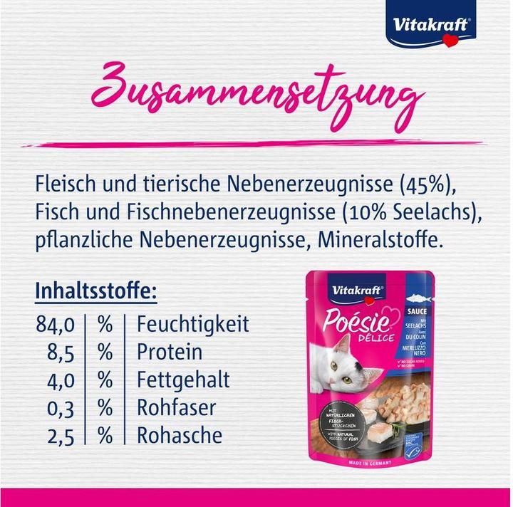 Valori nutrizionali e ingredienti Vitakraft Salsa Poésie Déli con Pollack (Adulto, 23 pz., 85 g)
