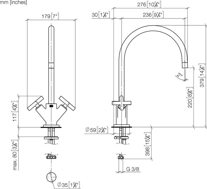 Produktbild Dornbracht Dornb Einlochbatterie TARA. Ausldg 235mm sw