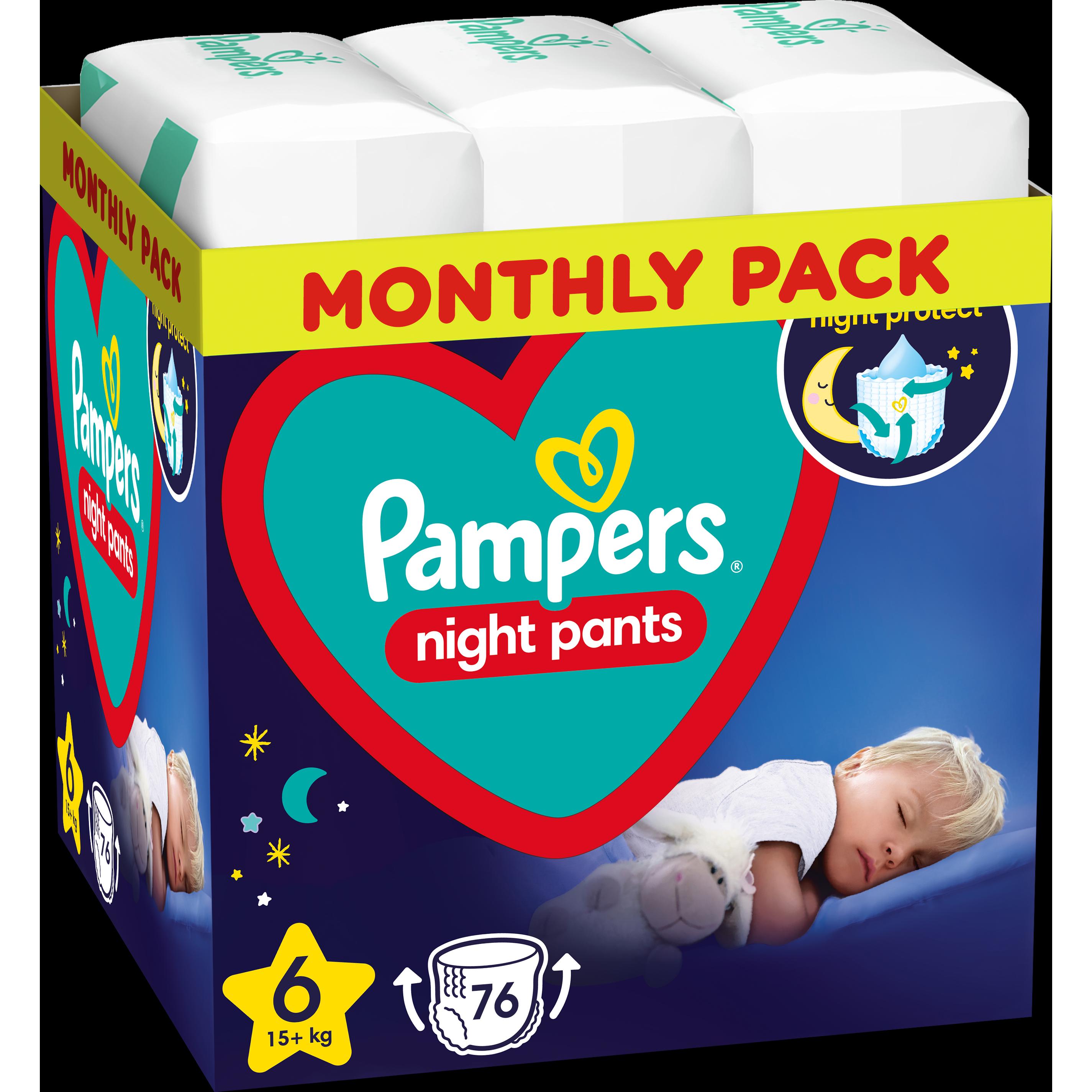 Pampers Naktinės Sauskelnės-Kelnaitės, 6 Dydžio, 76 Sauskelnės, 15+ kg