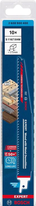 Produktbild Bosch Professional Zubehör EXPERT ‘Wood with Metal Demolition’ S 1167 XHM Säbelsägeblatt, 10 Stück