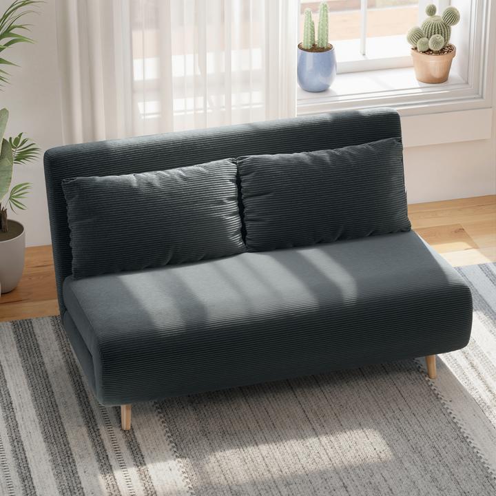 Produktbild Homcom Schlafsofa Polyester, Buchenholz Dunkelgrau