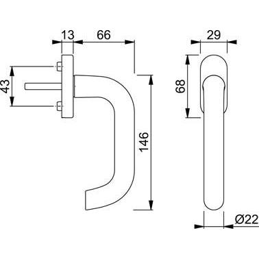 Thumbnail - Magni, Türgriff + Fenstergriff, Hoppe Fenstergriff 038F/U30 F1 N10A 7/037 (Fenstergriffe)