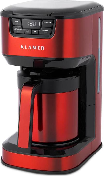 KLAMER Filterkaffeemaschine mit Thermoskanne, Kaffeebereiter mit 1,25L Fassungsvermögen, Startz…