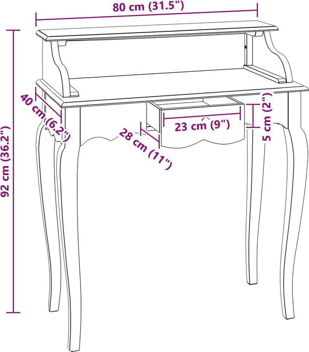 Actual product image vidaXL Schreibtisch (40 x 80 x 92 cm)
