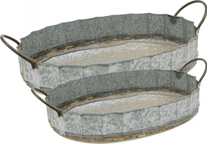 Viana Zinkschalen mit Griffen im 2er-Set für dekorative Bepflanzungen