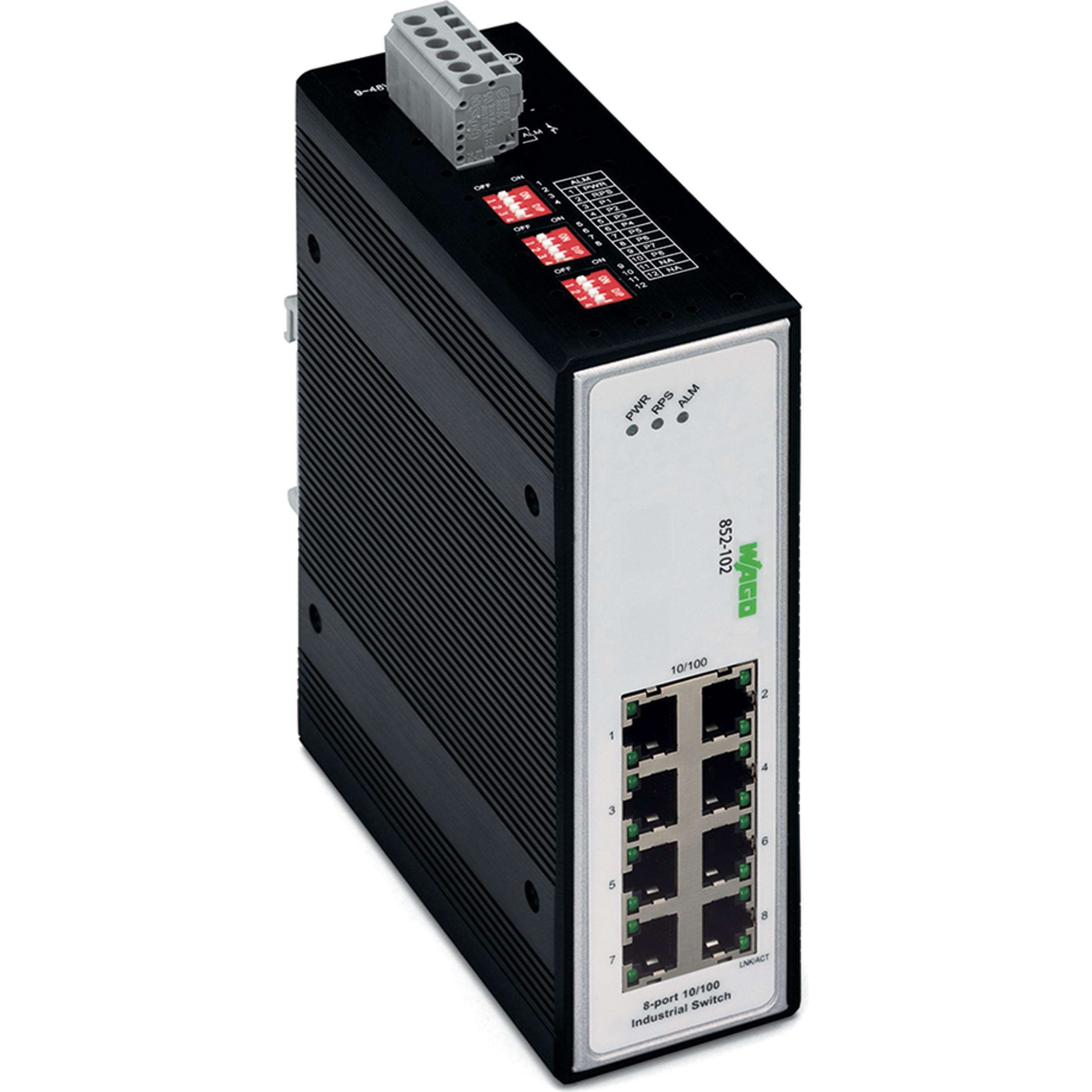 Wago 852-102 Switch industriale 8 porte (8 porte), Switch di rete, Nero
