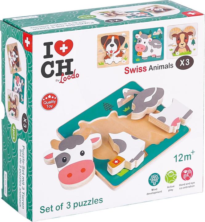 Produktbild Spielba Puzzle Schweizer Tiere 3er Set