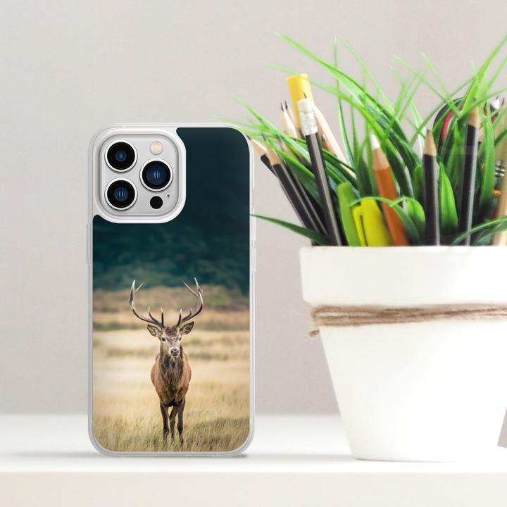 Produktbild DeinDesign Silikon Hülle für Apple iPhone 13 Pro Handyhülle Case Smartphone Schutzhülle Hirsch Wald Wiese (Apple iPhone 13 Pro)