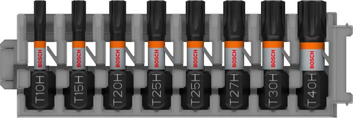 Bosch Professional Zubehör PRO Torx Security Impact Bit, T10H, T15H, T20H, T25H(x2), T27H, T30H, T40H, 25 mm, 8 pcs.