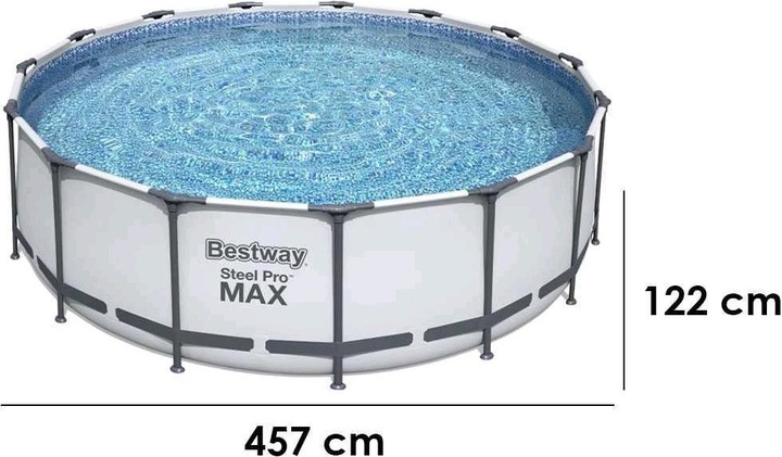 Immagine prodotto Bestway Piscina Steel Pro MAX Frame completa di pompa filtro Ø 457 x 122 cmRound (Ø 457 x 122 cm)