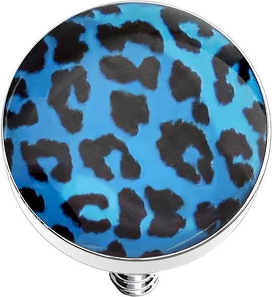 Actual product image Star Piercing Dermal anchor disc with leopard pattern blue (without brass, Surgical steel 316L)