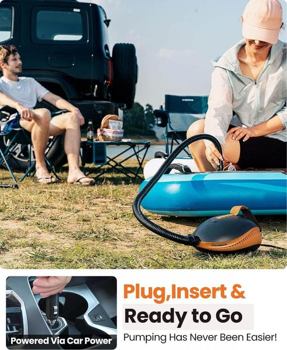 Productafbeelding Outdoor Master De Dolphin 20PSI elektrische hogedrukpomp SUP, 12V DC auto-aansluiting luchtpomp