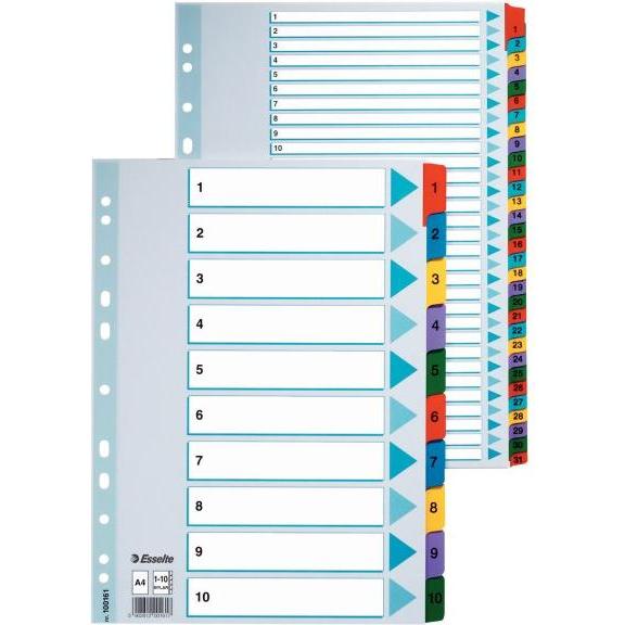 Esselte, Ordner Zubehör, tarpikliai, skirti A4 Mylar, kartoniniai AZ abėcėlės tvarka (10K055F)
