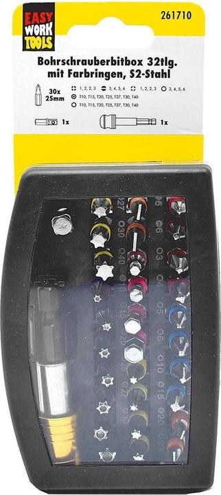Actual product image EK Professional bits with colour rings 32 pieces in practical plastic box (1/4" x 25mm)