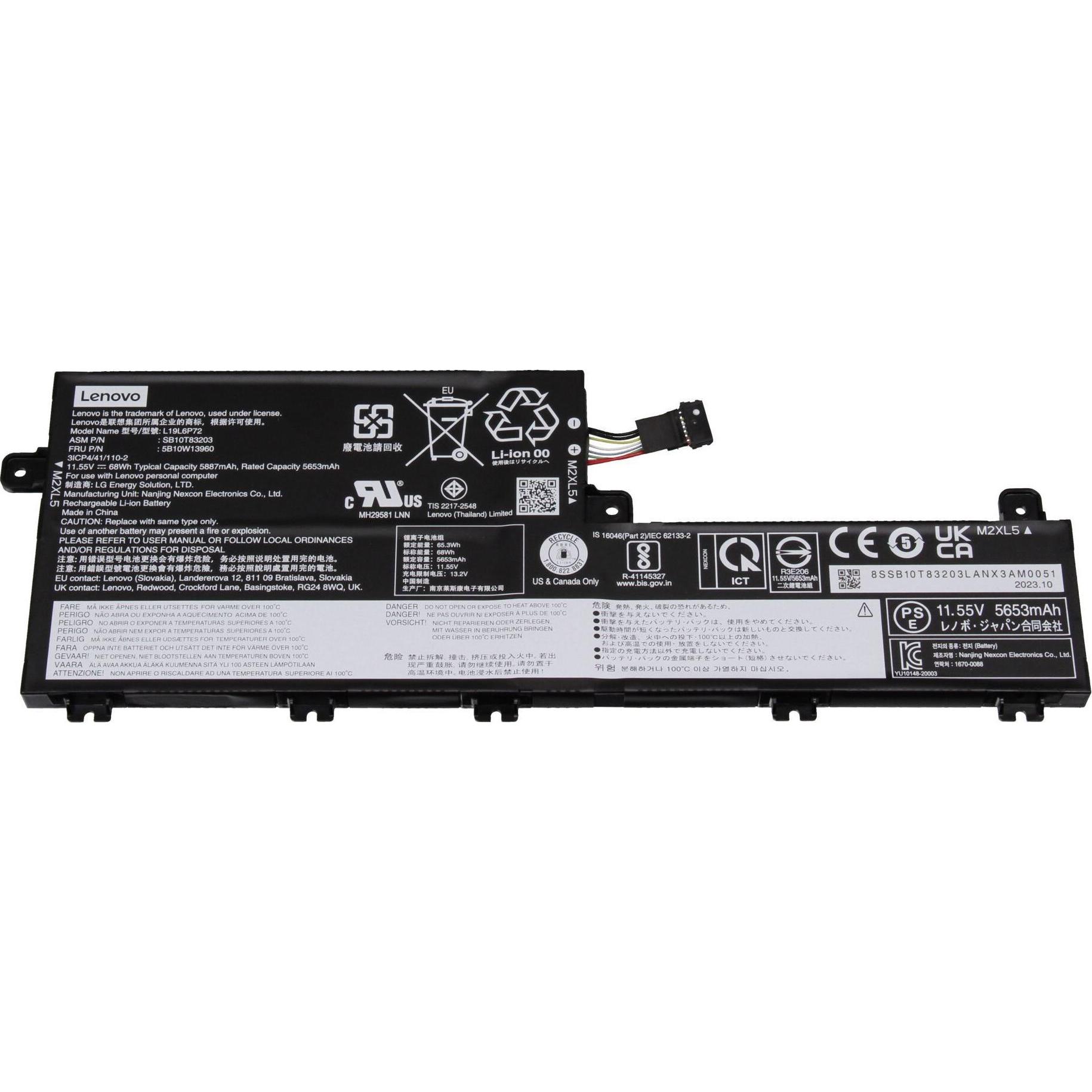 Lenovo L19L6P72 (3 Zellen, 5887 mAh), Notebook Akku