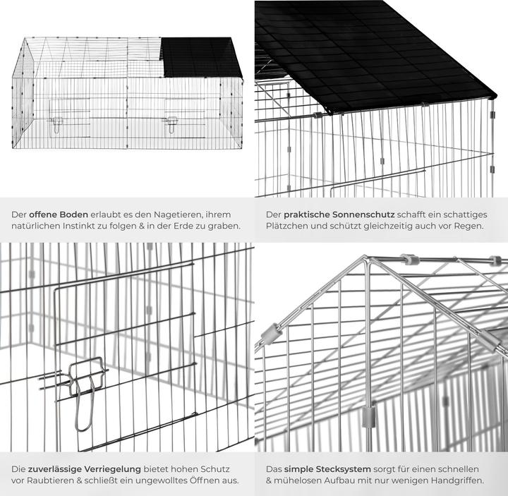 Immagine prodotto tectake Conigli da recinto all'aperto incl. protezione solare
