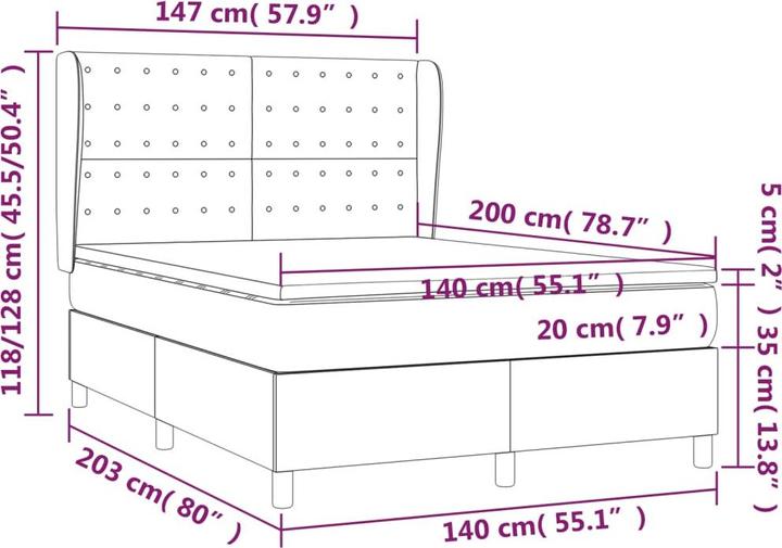 Actual product image vidaXL Boxspringbett (140 x 200 cm)