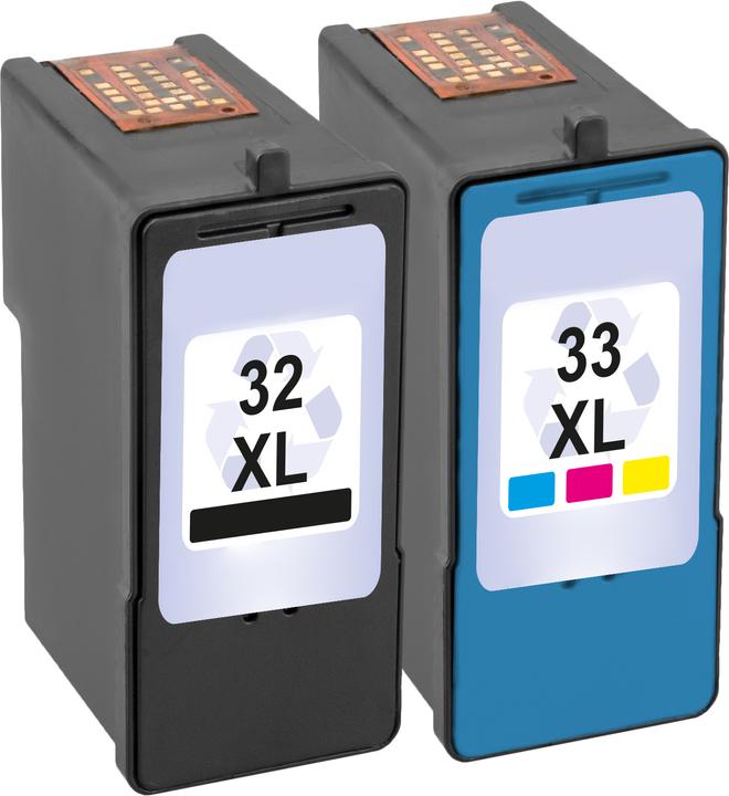 Produktbild Plutoos Lexmark 32 & 33 XL Patronen XXL kompatibel, 2er Set BK+CL